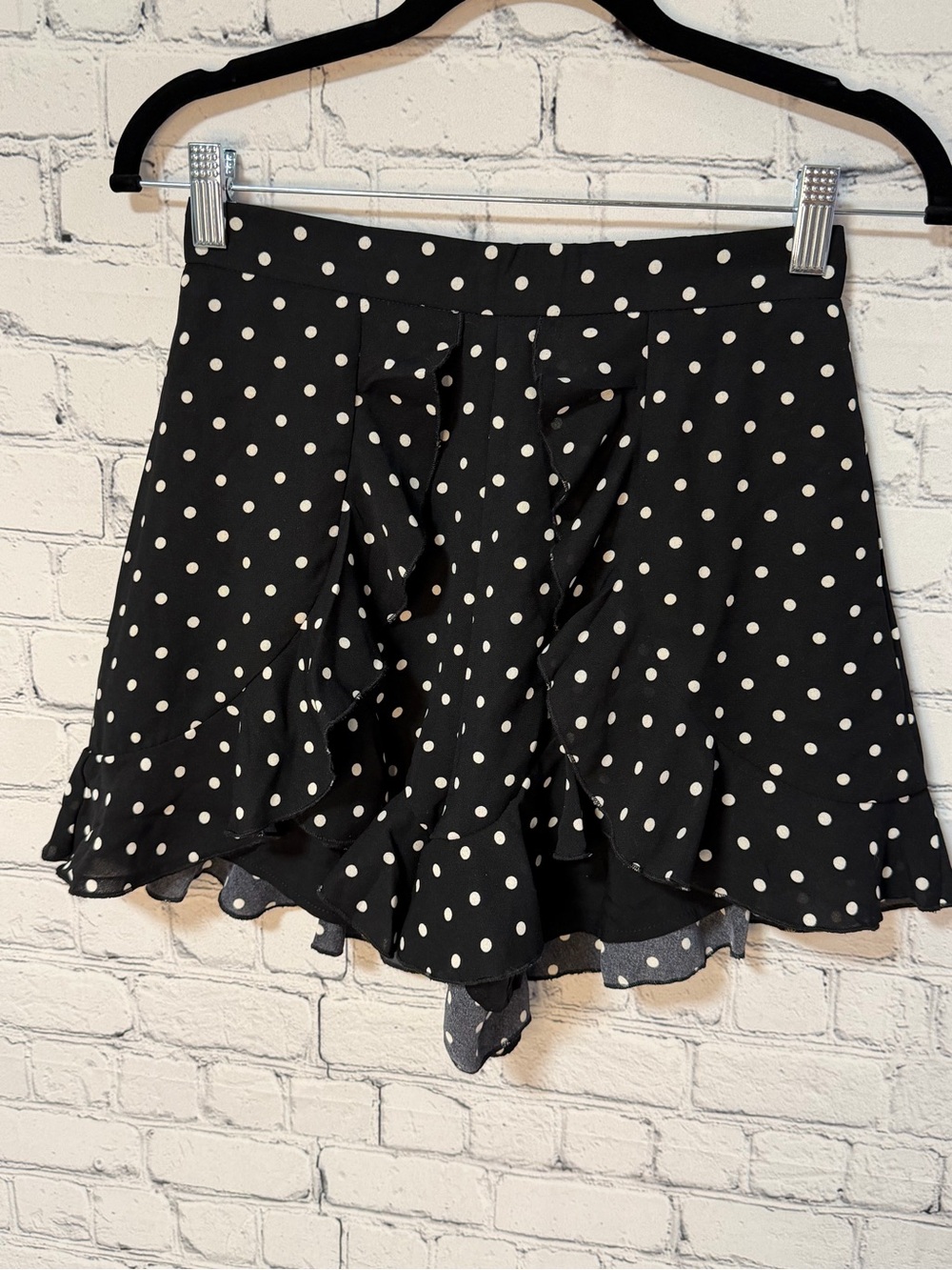 New Wild Mantra Black Polka Dot Ruffle Shorts